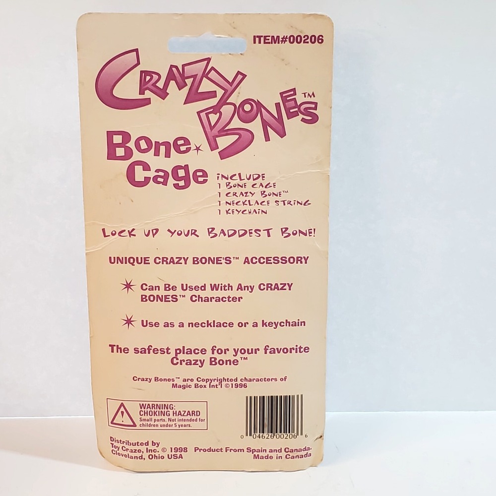 Vintage 1998 Toy Craze Inc Crazy Bones Bone Cage Green Keychain in Package - Picture 4 of 5